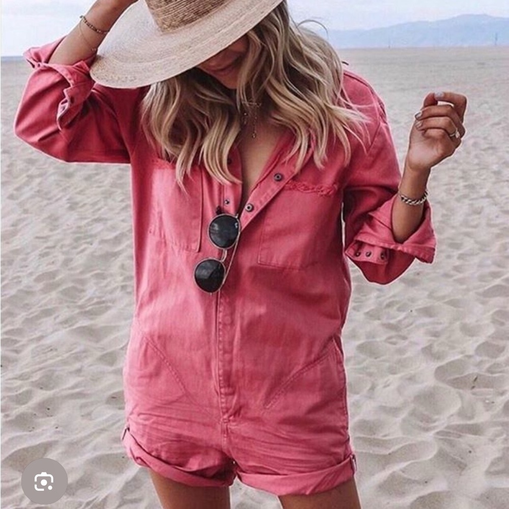 Women's Pink Utility Romper
